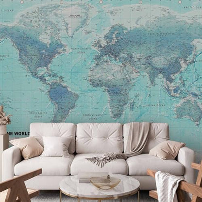 Wall Mural World Map 98x69 in (47.14 Sq Ft)