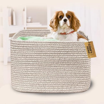 Cotton Rope Woven Basket with Handles for Shelves