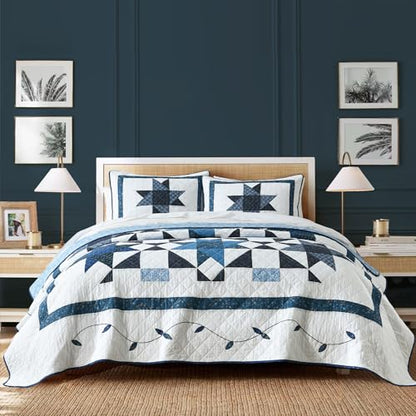 Handmade Quilted 100% Cotton King Comforter Set for Bed (3 Count)