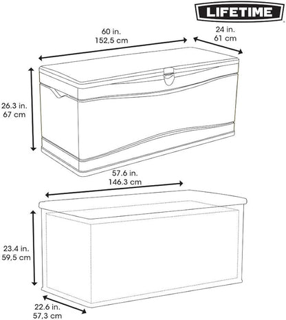 LIFETIME 60298 Heavy Duty Outdoor Storage Deck Box, 130 Gallon, Gray