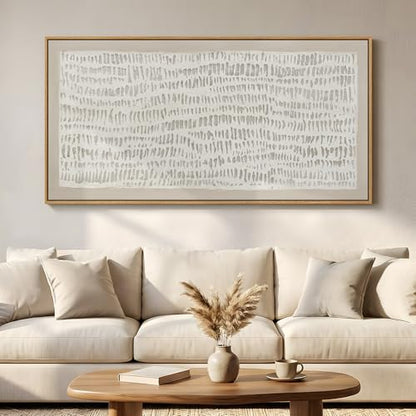 Large Framed Neutral Beige Minimalist Abstract Wall Art