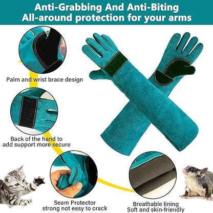 Animal Handing Gloves Bite Proof,Leather Welding Gloves,Multipurpose Puncture Proof Glove for Dog,Cat,Reptile,Snake