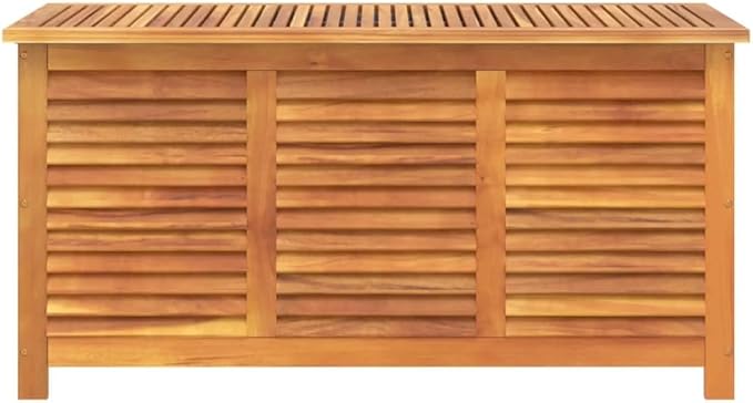 Wooden Garden Storage Box with Louver, Outdoor Cabinet Patio Storage Container for Furniture Tools, 44.5"x19.7"x22" Solid Wood Acacia,-130