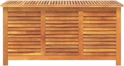 Wooden Garden Storage Box with Louver, Outdoor Cabinet Patio Storage Container for Furniture Tools, 44.5"x19.7"x22" Solid Wood Acacia,-130
