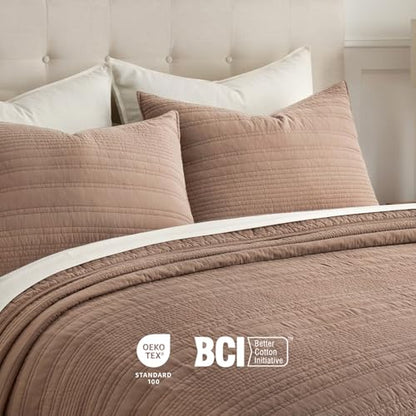 HOME 100% Cotton Modern Lines Quilt Set Queen Size