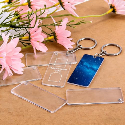 100 Pieces Rectangular Acrylic Blanks for Keychain Names Tags (100 Count)