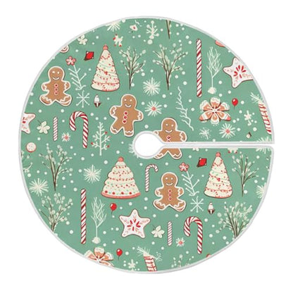 36 Inch Christmas Tree Skirt With Gingerbread Print Pattern