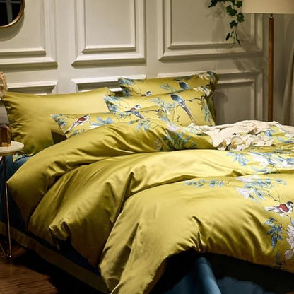 Vintage Garden Floral Comforter Set Twin XL Vibrant Color Birds Flower Pattern Comforter Fluffy Soft Microfiber Boho Floral Bedding Comforter with 2 Pillowcases Cottage Botanical Comforter Set