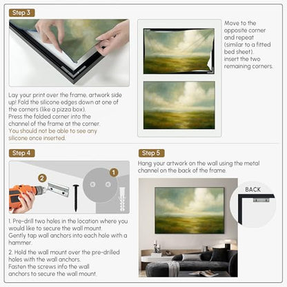 46"x72" Extra Large Framed Wall Art Soft Pastel Hills Dreamy Landscape Illustration for Home Living Room Bedroom Decor