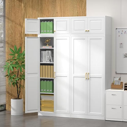 86"Metal Pantry Storage Cabinet with Doors & 4 Adjustable Shelves