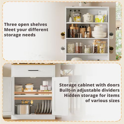 Bakers Rack Microwave Stand with Customizable Pegboard and Storage