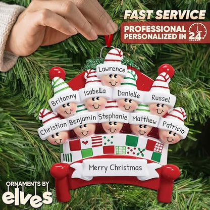 3D Bedtime Family of 10 Ornament 2026 Personalized Family Christmas Ornaments 2026