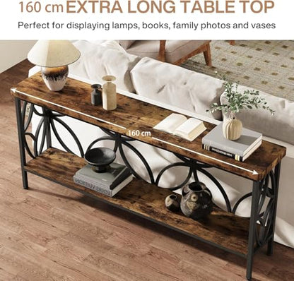 Sofa Table 70.9 Inch Industrial Behind Couch Table with Storage Shelves