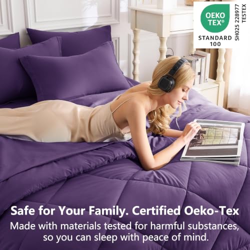 Queen Comforter Set with Sheets Purple