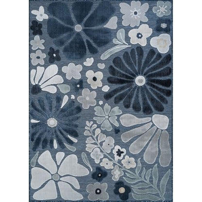 Outdoor Rug 9x12 Large Modern Floral Tropical Area Rugs for Outdoor and Indoor Patio Easy to Clean Non Shedding Living Room Porch Garden Washable Outside Carpet (108 Sq Ft)