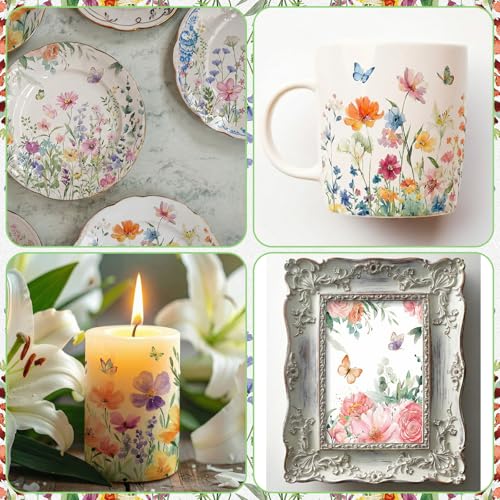 150 Pcs 5 x 5 Inches Wildflower Floral Paper Napkins for Decoupage Disposable Cocktail Napkins Decorative Guest Hand Paper for Picnic Bathroom Wedding Shower Birthday Tea Party (150 Count)