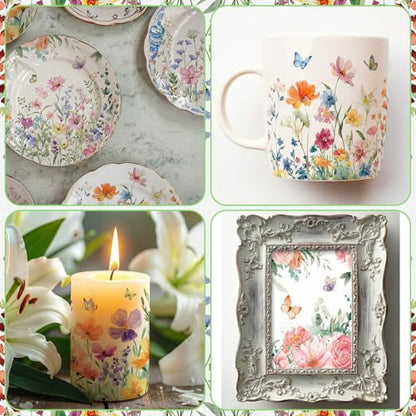 150 Pcs 5 x 5 Inches Wildflower Floral Paper Napkins for Decoupage Disposable Cocktail Napkins Decorative Guest Hand Paper for Picnic Bathroom Wedding Shower Birthday Tea Party (150 Count)