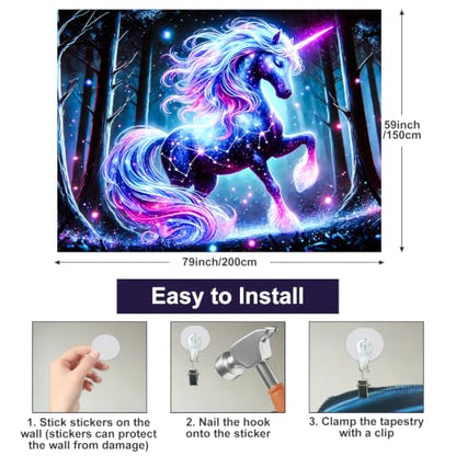Blacklight Tapestry Fluorescent Glow UV Backdrop 78 x 59 Inch