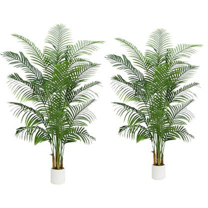 2 Pack Artificial Palm Tree Indoor Plant 7FT Tall Fake Tropical Palm Tree in Pot (2 Count)