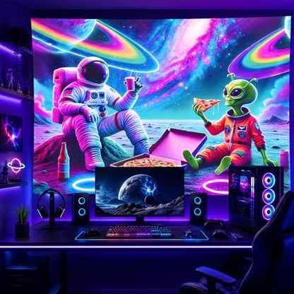 Blacklight Tapestry Space Alien Bedroom Decor 78 x 59 Inch