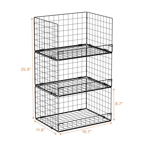 3 Tier Stackable Closet Organizers and Storage Shelves (3 Count)