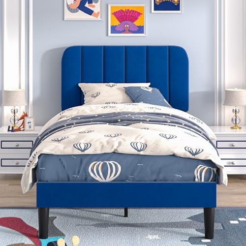 Twin Size Bed Frame with Upholstered Headboard