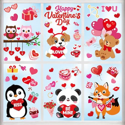 Happy Valentine's Day Window Clings 6 Sheets (6 Count)