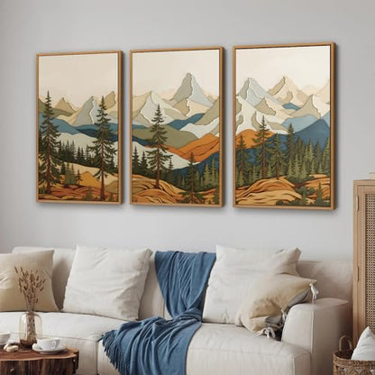 Vintage Mountains Framed Canvas Wall Art