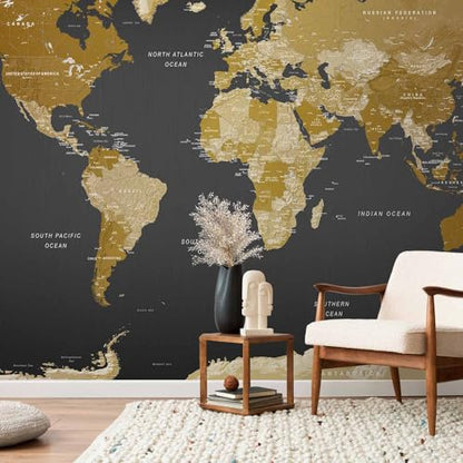 Wall Mural World Map 116x83 in (66.41 Sq Ft)