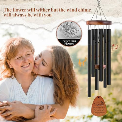 Mother's Bouquet Memorial Wind Chime with Black Tube Decorative Gift