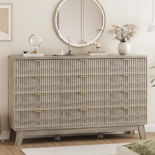 Fluted Dresser for Bedroom with 12 Drawers