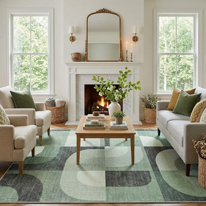 8X10 Area Rugs Modern Abstract Non Slip Washable Large Carpet for Living Room Bedroom (80 Sq Ft)