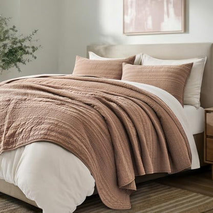 HOME 100% Cotton Modern Lines Quilt Set King Size