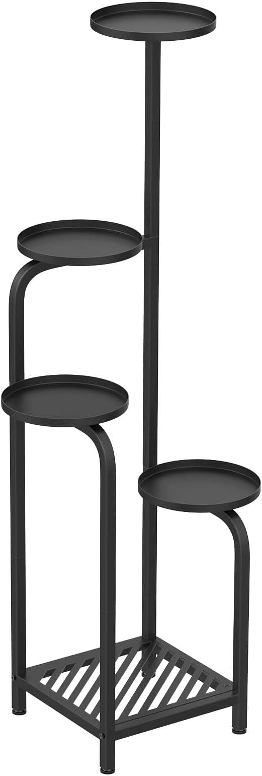 TOSKING 5 Tier Tall Plant Stand Indoor Outdoor, Heavy Duty Corner Shelf for Plants & Decor, Space Saving 3.9FT Metal Flower Pot Stand for Balcony, Garden, Living Room, Patio (Black, 47in)