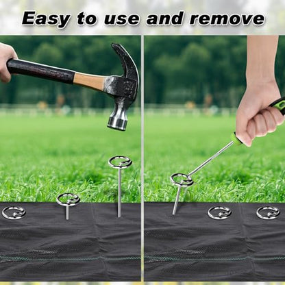 Heavy Duty Landscape Fabric Pins 8 Gauge 60 Pack with Pick Hook (60 Count)