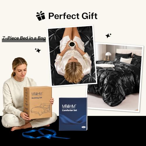 Satin Twin XL Comforter Set Black