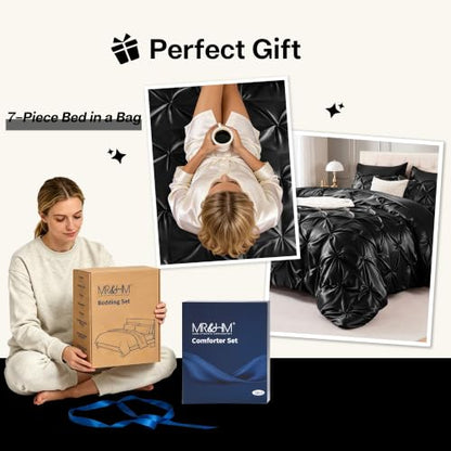 Satin Twin XL Comforter Set Black