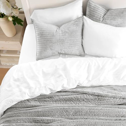 Stripe Channel Luxury Velvet Quilt Set King Size