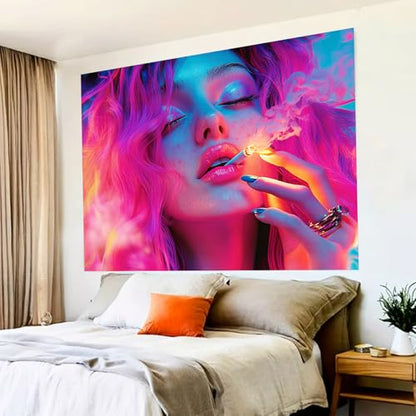 Girl Blacklight Tapestry 78x59 Inch Cool Girl Room Decor