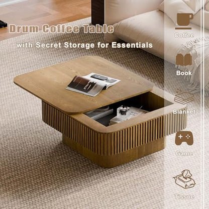 Square Small Coffee Table with Storage