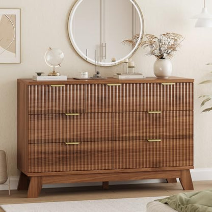 Fluted Dresser for Bedroom with 7 Drawers