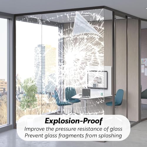 Security Safety Shatterproof Window Film 4 Mil Clear 23.6x157.4in (355.14 Sq Ft)