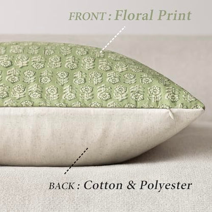 Decorative Floral Print Throw Pillow Covers 18×18 Lime Green (2 Count)