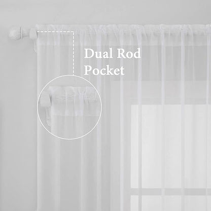 MIULEE White Window Sheer Curtains for Bedroom Living Room Solid Elegant Net Drapes 2 Panels Width 42 x Length 63 Inches