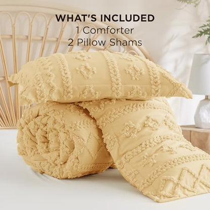 Tufted Boho Comforter Set Queen Size