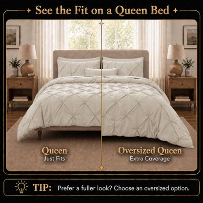 Oversized Queen Comforter Set Beige