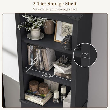 Farmhouse Bookshelf with Storage Cabinet