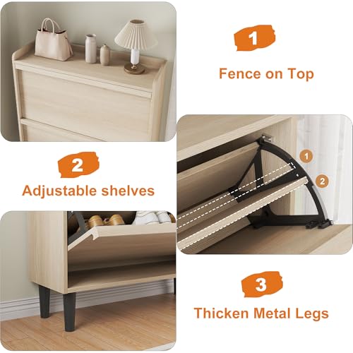 Shoe Cabinet with 2 Flip Drawers