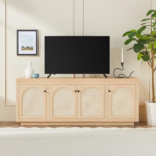 Sasha 4 Door Sideboard Buffet with Arched Rattan Panels