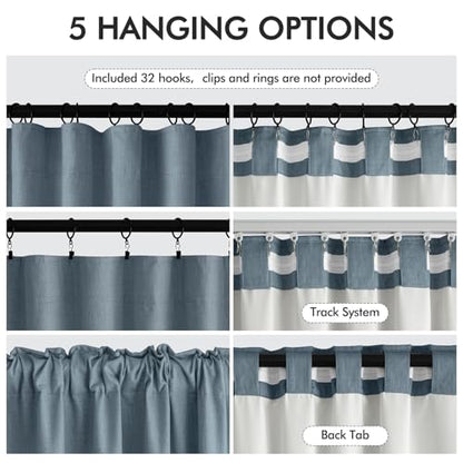 100% Blackout Back Tab Pleat Linen Curtains 50" Wx84 L (2 Count)